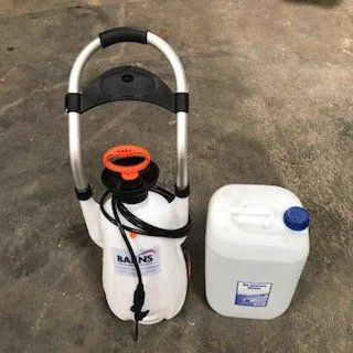 Barns battery topping up trolley and deionised water container, Brentwood Essex