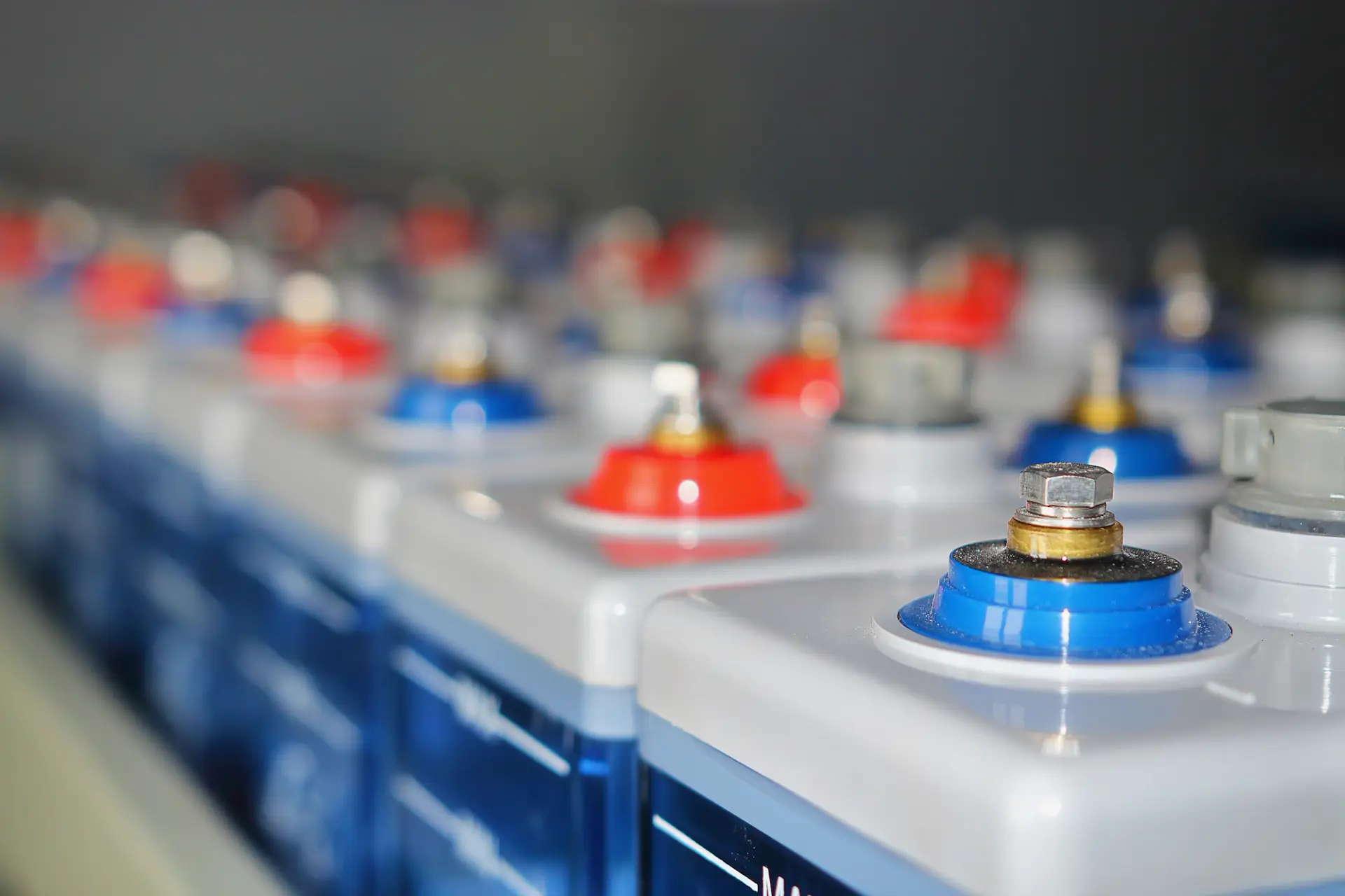 Close up of industrial battery cells and terminals, Barns Industrial Battery Services gallery
